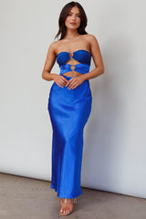 L'Amore Cut-Out Bodice Midi Dress Deep Blue