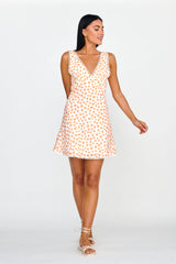 Miss Divine V-Neck Sun Dress Flower Tangerine