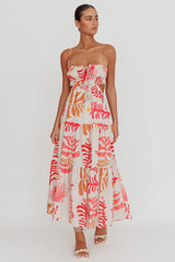 Eyona Cut-Out Back Floral Maxi Dress Pink