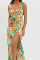 Casuarina Gathered Bust Midi Dress Green