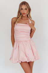Angelico Halterneck Balloon Mini Dress Pink