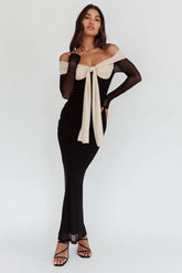 Perfect Worlds Off Shoulder Maxi Dress Black
