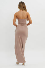 Evette Strapless Split Maxi Dress Tawny