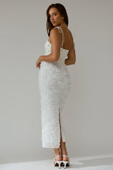 Love & Honor Textured Floral Maxi Dress White