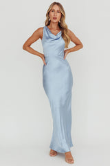 Moon Glow Cowl Neck Maxi Dress Blue