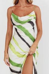 Blondine Cowl Bust Split Maxi Dress Green