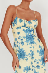 Nerida Low Back Twist Floral Maxi Dress Yellow