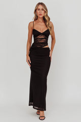 Lorely Lace Bodice Maxi Dress Black