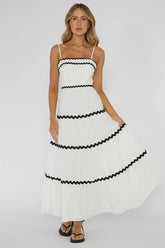 Confidante Ric Rac Trim Maxi Dress White