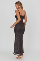 Fortune Bust Tie Maxi Dress Sparkle Black