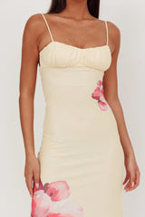 Nerida Gathered Bust Maxi Dress Flowers Yellow