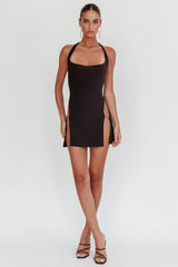 Perfect Storm O-Ring Halter Dress Black