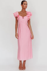 Sunday Dreams Ruffle Strap Maxi Dress Pink