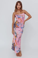 Teava Laced Waist Maxi Dress Watercolor Pink