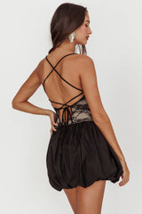 Lowkey Backless Bubble Hem Mini Dress Black