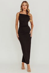 Yindi Backless Boat Neck Maxi Dress Black