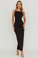 Yindi Backless Boat Neck Maxi Dress Black