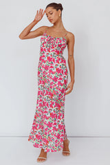 Solstice Noon Tied Bust Midi Dress Print Pink
