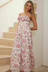 Summer Field Bow Bust Maxi Dress Floral Beige