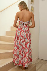 Common Ground Drop Waist Strapless Maxi Dress Floral Cream