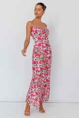 Solstice Noon Tied Bust Midi Dress Print Pink