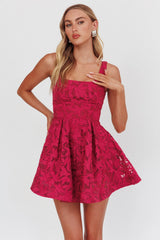 Miley Embroidered A-Line Mini Dress Fuchsia