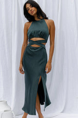 Social Butterfly Cut-Out Waist Midi Dress Jade