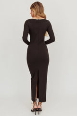 Moonglade Long Sleeve Bodycon Maxi Dress Black