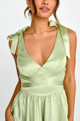 Majesty Tied Shoulder Mini Dress Lime
