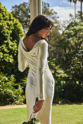 Loveland Cowl Back Midi Dress Oyster