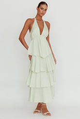 Catalina Tiered Ruffle Maxi Dress Sage