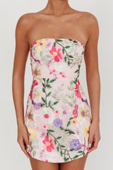 Entered The Chat Strapless Mini Dress Multi