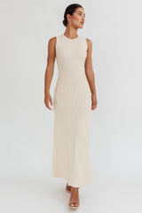 Braylee Sleeveless Ribbed Knit Maxi Dress Cream