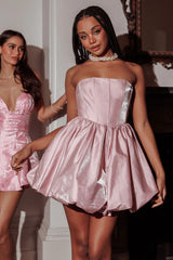 Radiant Strapless Bubble Mini Dress Pink