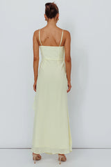 Jayna Ruffle Trim Split Dress Yellow