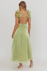 Madara Lace-Up Back Maxi Dress Sage