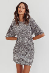 Miramar Backless Sequin Dress Silver
