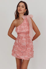 Mykonos Morning Tied One-Shoulder Mini Dress Embellished Pink