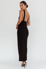 Eternal Waist Twist Split Dress Black