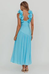 Kinley Ruffle Strap Maxi Dress Blue