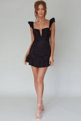 Mon Papillon Lace Mini Dress Black