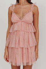 Sorbet Sky Tiered Tulle Mini Dress Pink