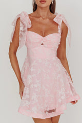 Oliana Tied Shoulders Keyhole Mini Dress Blush