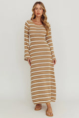 Meredith Long Sleeve Cut-Out Maxi Dress Chocolate