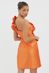 NY Moment Wide Ruffle Shoulder Mini Dress Orange
