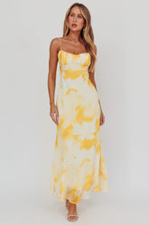 Nerida Low Back Twist Maxi Dress Lily Yellow