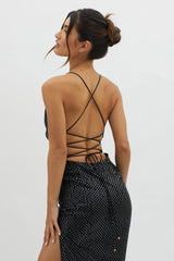 Alysia Plunging Halterneck Maxi Dress Black