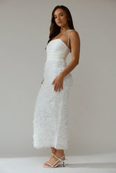 Love & Honor Textured Floral Maxi Dress White