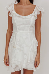 Thinkin' Bout You Ruffle Trim Dress Textured White