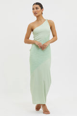 Clean Slate One-Shoulder Smocked Midi Dress Sage